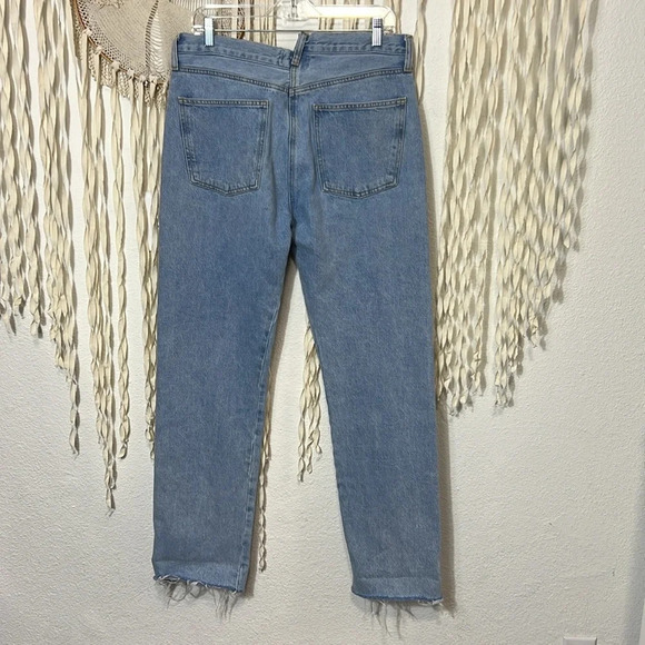 Agolde Blue Denim Fold Over Waist Jeans Size 30 - Picture 5 of 11